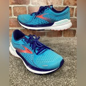 Brooks Women's Teal Blue Running Shoes with Coral Accents
